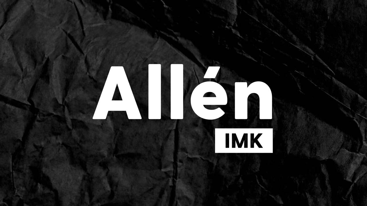 IMK Alléns logotyp mot svart bakgrund